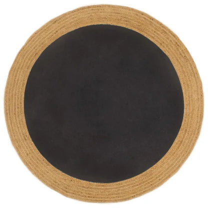 Tapis Rond - Jute Naturel & Coton Noir