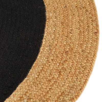 Tapis Rond - Jute Naturel & Coton Noir