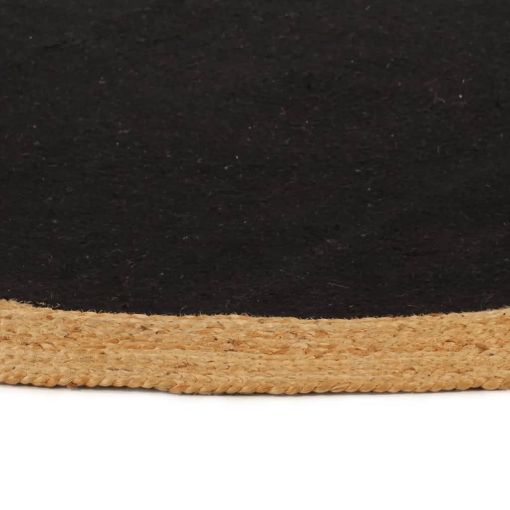 Tapis Rond - Jute Naturel & Coton Noir