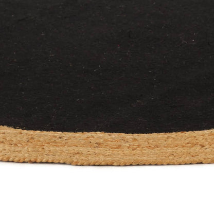 Tapis Rond - Jute Naturel & Coton Noir